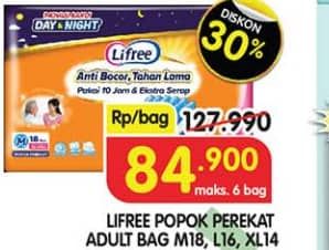 Promo Harga Lifree Popok Perekat Menyerap dan Kering M18, L16, XL14 14 pcs - Superindo