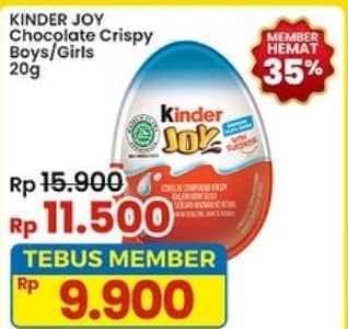 Promo Harga Kinder Joy Chocolate Crispy Girls, Boys 20 gr - Indomaret