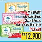 Promo Harga My Baby Wipes Antibacterial, Clean Fresh, Gentle Care 50 pcs - Hypermart