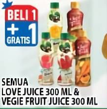 Promo Harga LOVE Juice 300ml/LOVE JUICE Vegie Fruit 300ml  - Hypermart