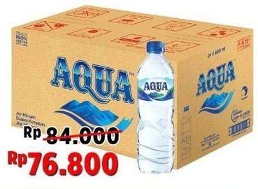 Promo Harga AQUA Air Mineral per 24 botol 600 ml - Alfamart