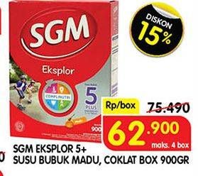 Promo Harga SGM Eksplor 5+ Susu Pertumbuhan Madu, Coklat 900 gr - Superindo