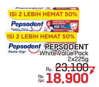 Promo Harga Pepsodent Pasta Gigi Pencegah Gigi Berlubang White 225 gr - LotteMart