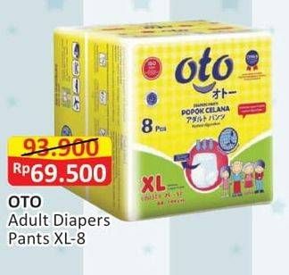 Promo Harga OTO Adult Diapers Pants XL8 8 pcs - Alfamart