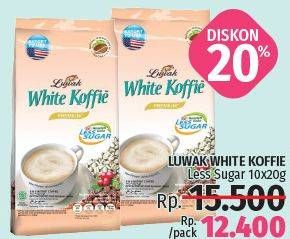Promo Harga Luwak White Koffie Less Sugar per 10 sachet 20 gr - LotteMart
