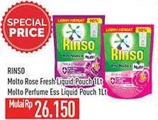 Promo Harga Rinso Liquid Detergent + Molto Pink Rose Fresh, + Molto Purple Perfume Essence 1000 ml - Hypermart