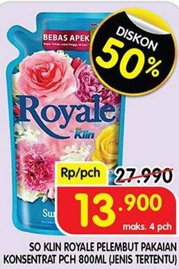 Promo Harga SO KLIN Royale Parfum Collection 800 ml - Superindo