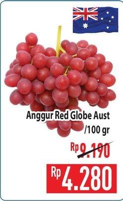 Promo Harga Anggur Red Globe Australia per 100 gr - Hypermart