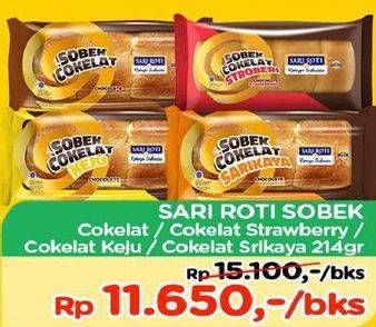Promo Harga SARI ROTI Manis Sobek Coklat, Coklat Srikaya, Kecuali Cokelat Keju, Strawberry 214 gr - TIP TOP