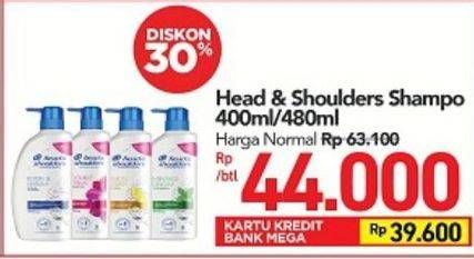 Promo Harga Head & Shoulder Shampoo 400ml / 480 ml  - Carrefour