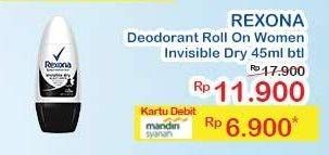 Promo Harga REXONA Deo Roll On Invisible Dry 45 ml - Indomaret