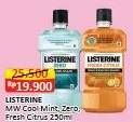 Promo Harga Listerine Mouthwash Antiseptic Cool Mint, Zero, Fresh Citrus 250 ml - Alfamart