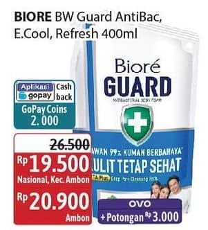 Promo Harga Biore Guard Body Foam Active Antibacterial, Cool Peppermint, Refresh Lemongrass 400 ml - Alfamidi