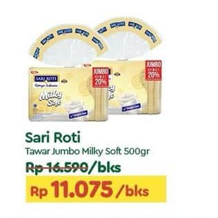Promo Harga Sari Roti Roti Tawar Milky Soft 500 gr - TIP TOP