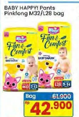 Promo Harga Baby Happy Baby Diapers Pants Fun & Comfort M32, L28 28 pcs - Indomaret