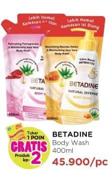 Promo Harga Betadine Natural Defense Body Wash Manuka Honey Moisturising Aloe Vera, Refreshing Pomegranate And Moisturising Aloe Vera 400 ml - Watsons