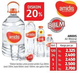 Promo Harga AMIDIS Air Mineral 600 ml - Lotte Grosir