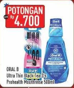 Promo Harga ORAL B Toothbrush Black Tea 3 pcs - Hypermart
