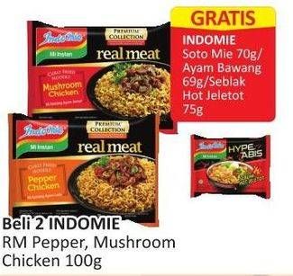Promo Harga INDOMIE Real Meat Pepper Chicken, Mushroom Chicken 100 gr - Alfamart