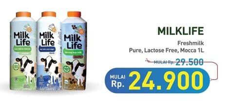 Promo Harga Milk Life Fresh Milk Murni, Bebas Laktosa, Mocha 1000 ml - Hypermart