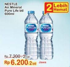 Promo Harga NESTLE Pure Life Air Mineral per 2 botol 600 ml - Indomaret