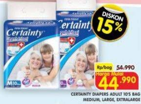 Promo Harga Certainty Adult Diapers L10, M10, XL10 10 pcs - Superindo