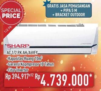 Promo Harga SHARP AH-X6VEY - AC 1/2PK  - Hypermart