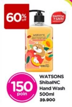 Promo Harga Watsons Shibainc Cream Hand Wash 500 ml - Watsons