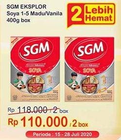 Promo Harga SGM Eksplor Soya 1-5 Susu Pertumbuhan Madu, Vanila per 2 box 400 gr - Indomaret