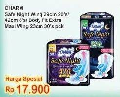 Promo Harga CHARM Safe Night/CHARM Body Fit Extra Maxi  - Indomaret