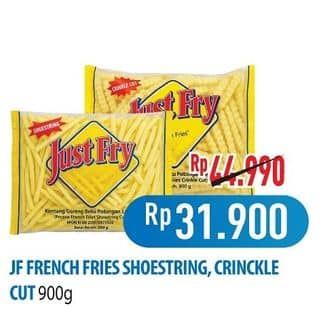 Promo Harga Just Fry French Fries Shoestrings, Crinkle Cut 900 gr - Hypermart