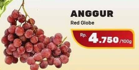 Promo Harga Anggur Red Globe per 100 gr - Yogya