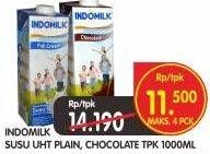 Promo Harga INDOMILK Susu UHT Plain, Coklat 1000 ml - Superindo