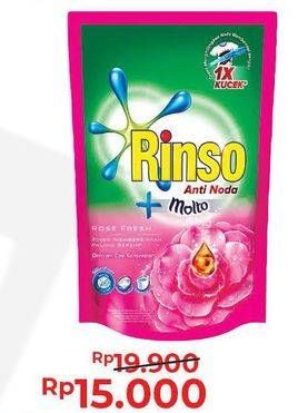 Promo Harga RINSO Anti Noda + Molto Liquid Detergent Rose, Purple, Gold, Japanese Peach 750 ml - Alfamart