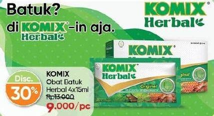 Promo Harga Komix Herbal Obat Batuk per 4 sachet 15 ml - Guardian