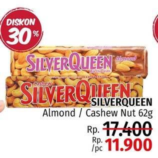 Promo Harga SILVER QUEEN Chocolate Almonds, Cashew 62 gr - LotteMart