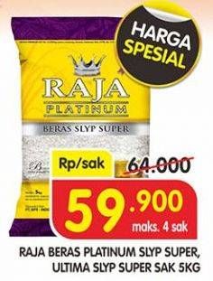 Promo Harga Raja Platinum Beras Slyp Super Super, Ultima 5 kg - Superindo
