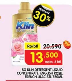 Promo Harga So Klin Liquid Detergent Nature English Rose, French Lilac 720 ml - Superindo