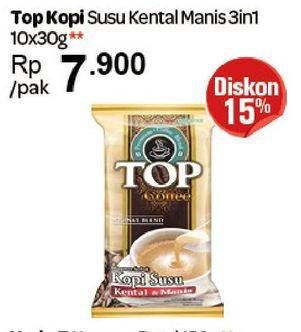 Promo Harga Top Coffee Kopi 3in1 per 10 sachet 30 gr - Carrefour