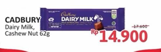 Promo Harga Cadbury Dairy Milk Original, Cashew Nut 62 gr - Alfamidi