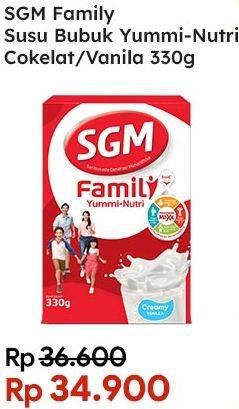 Promo Harga SGM Family Yummi Nutri Creamy Vanilla, Chocolate 330 gr - Indomaret