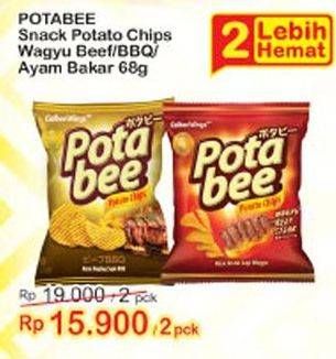 Promo Harga POTABEE Snack Potato Chips Wagyu Beef Steak, BBQ, Ayam Bakar per 2 pouch 68 gr - Indomaret