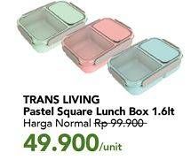 Promo Harga TRANSLIVING Lunch Box Pastel Square 1600 ml - Carrefour