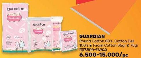 Promo Harga GUARDIAN Round Cotton 80s; Cotton Ball 100s & Facial Cotton 35 g/ 75 g  - Guardian