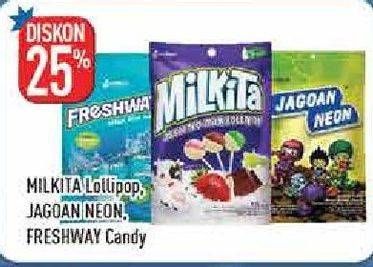 Promo Harga MILKITA Lollipop/JAGOAN NEON Permen/FRESHWAY Candy  - Hypermart