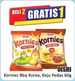 Promo Harga Oishi Kornies Corn Snack BBQ Korea, Keju Pedas 60 gr - Hari Hari