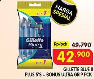 Promo Harga GILLETTE Blue II 6 pcs - Superindo