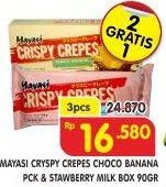 Promo Harga MAYASI Crispy Crepes Choco Banana, Strawberry Milk per 3 pouch 90 gr - Superindo