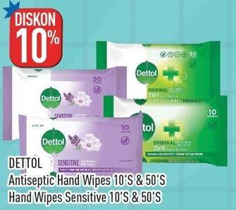 Promo Harga Dettol Wipes Original, Sensitive 10 sheet - Hypermart