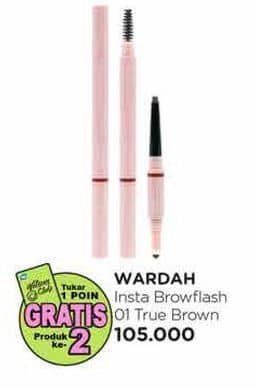 Promo Harga Wardah Instaperfect Browflash 3- in-1 Brow Perfector 01 True Brown  - Watsons